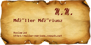 Müller Máriusz névjegykártya